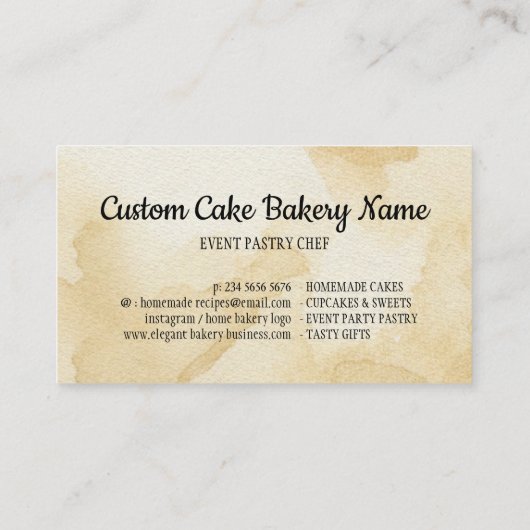 Bakery Patisserie Pastry Cake Dough chef Visitekaartje (Achterkant)