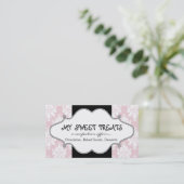 Bakery Pink Damask Visitekaartje (Staand voorkant)