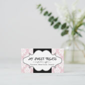 Bakery Pink Damask Visitekaartje (Staand voorkant)
