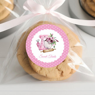 Bakery Pink Mixer Ronde Sticker