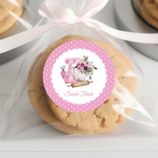 Bakery Pink Mixer Ronde Sticker