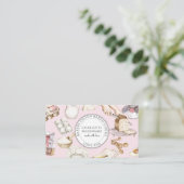 Bakery Pink Watercolor Baking Ingredients Visitekaartje (Staand voorkant)