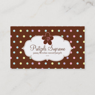 Bakery Polka Dots Chocolate Pink Floral Visitekaartje