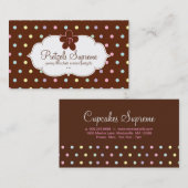 Bakery Polka Dots Chocolate Pink Floral Visitekaartje (Voorkant / Achterkant)
