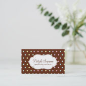 Bakery Polka Dots Chocolate Pink White Visitekaartje (Staand voorkant)