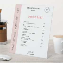 Bakery Price List Menu Reclamebord Met Voetstuk
