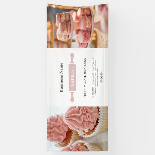 Bakery Rolling Pin Custom Photo Business Spandoek (Verticaal)