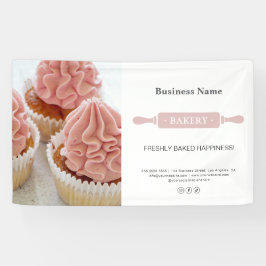 Bakery Rolling Pin Photo White and Pink Business Spandoek