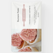 Bakery Rolling Pin Photo White and Pink Business Spandoek (Verticaal)