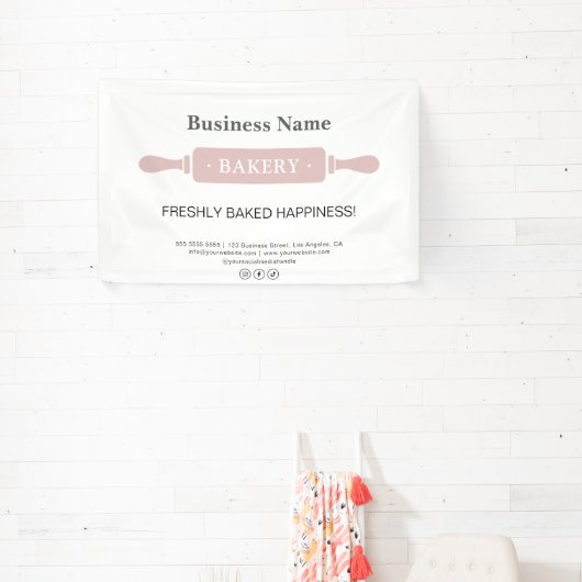 Bakery Rolling Pin White and Pink Business Spandoek (Insitu)
