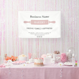 Bakery Rolling Pin White and Pink Business Spandoek
