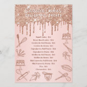 Bakery Roos Gold Glitter Pink Drip Price List Menu (Voorkant)