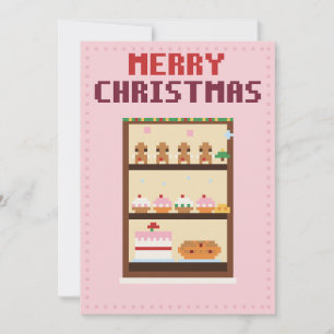 Bakery Roze Pixel Art Kerstkaart