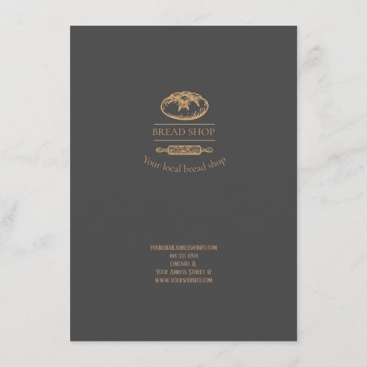 Bakery Small Caffee Table Menu (Achterkant)