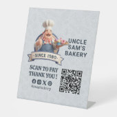 Bakery Store Pastry Cake Baker QR Code Pay Here Reclamebord Met Voetstuk (Voorkant)