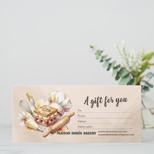 Bakery Store Pastry Chef Baker Gift Certificate (Staand voorkant)