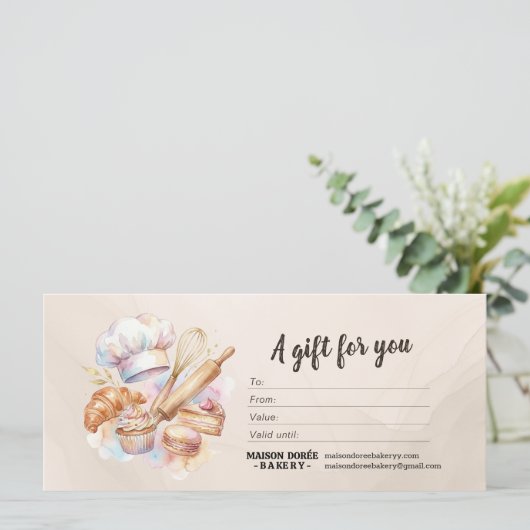 Bakery Store Pastry Chef Baker Gift Certificate (Staand voorkant)