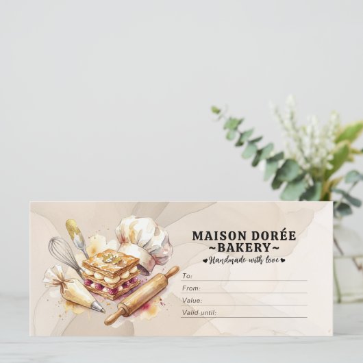 Bakery Store Pastry Chef Baker Gift Certificate (Staand voorkant)