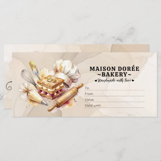 Bakery Store Pastry Chef Baker Gift Certificate (Voorkant / Achterkant)