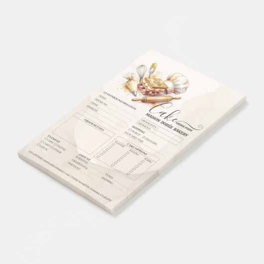 Bakery Store Pastry Chef Cake Baker Order Form Post-it® Notes (Schuin)