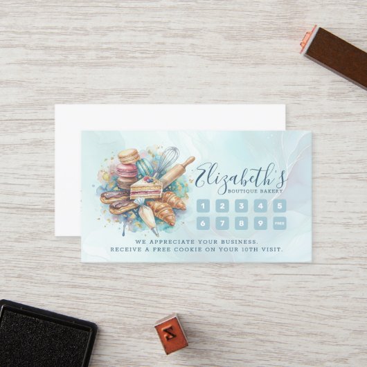 Bakery Store Pastry Chef Dessert Sweets Cake Baker Klantenkaartje (Voorkant / Achterkant in situ)