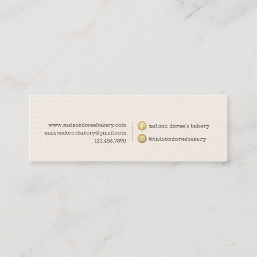 Bakery Store Pastry Chef Dessert Sweets Cake Baker Mini Visitekaartje (Achterkant)