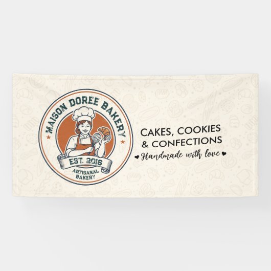 Bakery Store Pastry Chef Dessert Sweets Cake Baker Spandoek (Horizontaal)