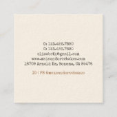 Bakery Store Pastry Chef Dessert Sweets Cake Baker Vierkante Visitekaartje (Achterkant)