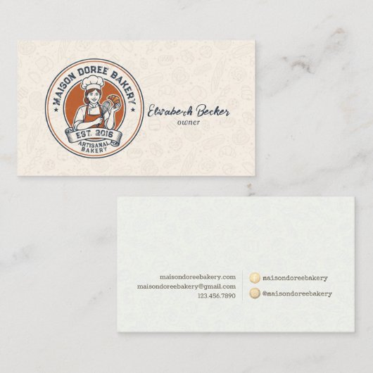 Bakery Store Pastry Chef Dessert Sweets Cake Baker Visitekaartje (Voorkant / Achterkant)