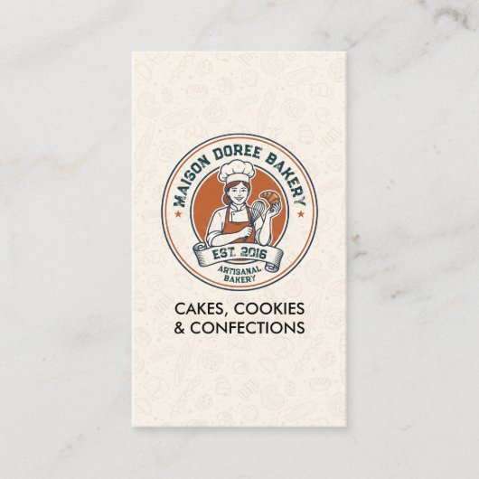 Bakery Store Pastry Chef Dessert Sweets Cake Baker Visitekaartje (Voorkant)