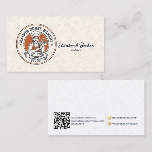 Bakery Store Pastry Chef Dessert Sweets Cake Baker Visitekaartje (Voorkant / Achterkant)