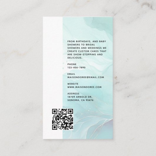 Bakery Store Pastry Chef Dessert Sweets Cake Baker Visitekaartje (Achterkant)