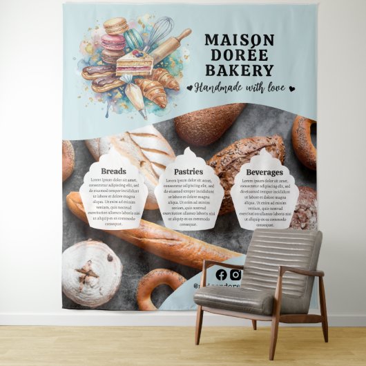 Bakery Store Pastry Chef Dessert Sweets Cake Baker Wandkleed (In situ)