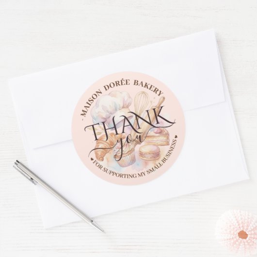 Bakery Store Pastry Chef Dessert Sweets Thank You Ronde Sticker (Envelop)