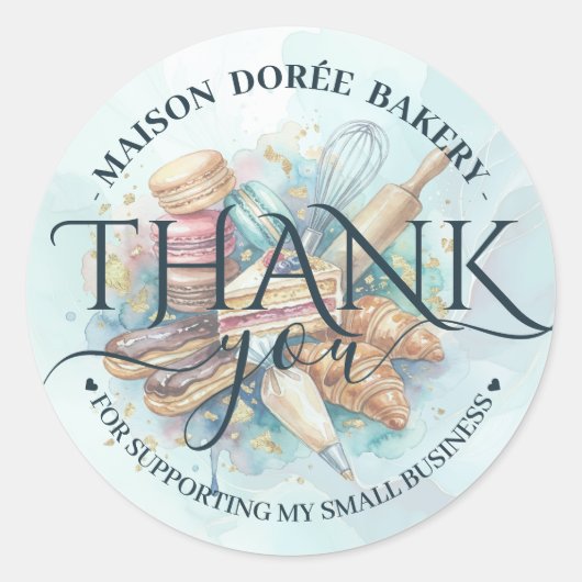 Bakery Store Pastry Chef Dessert Sweets Thank You Ronde Sticker (Voorkant)