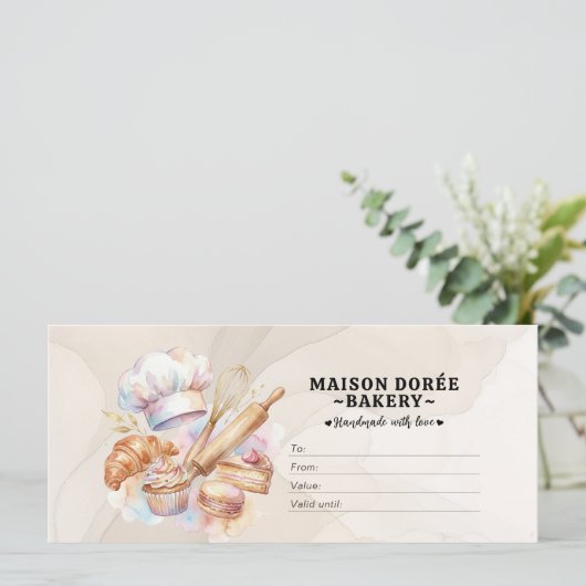 Bakery Store Pastry Chef Desserts Gift Certificate (Staand voorkant)