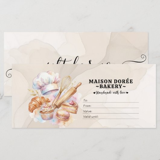 Bakery Store Pastry Chef Desserts Gift Certificate (Voorkant / Achterkant)