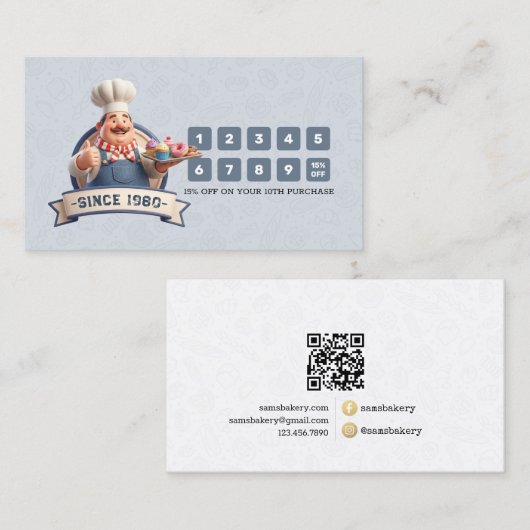 Bakery Store Pastry Chef Desserts Loyalty Punch (Voorkant / Achterkant)