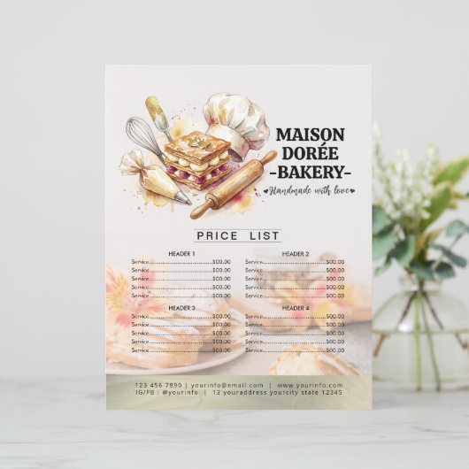 Bakery Store Pastry Chef Menu Price List Pay Here (Staand voorkant)