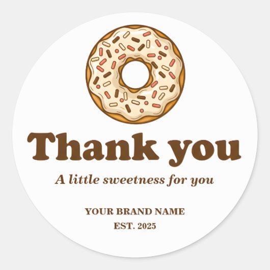 Bakery Thank You Sticker Brown Donut Illustration  (Voorkant)