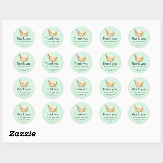 Bakery Thank You Sticker Custom Mint Green Design (Vel)