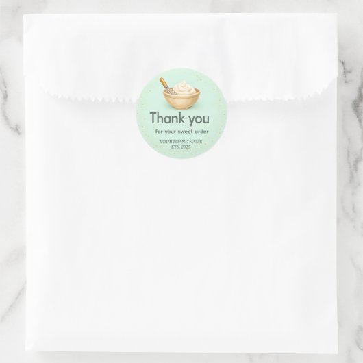 Bakery Thank You Sticker Custom Mint Green Design (Tas)