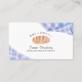Bakery Watercolor Bread Bun Blue Gingham Rustic  Visitekaartje (Voorkant)