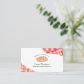 Bakery Watercolor Bread Bun Red Gingham Rustic  Visitekaartje (Staand voorkant)