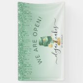Bakery We Are Open Glitter Drip Green Cake Banner (Verticaal)