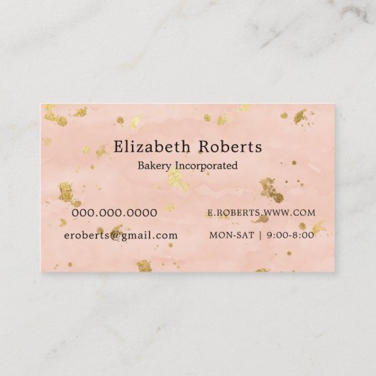Bakery Wedding Cake Gold Visitekaartje (Achterkant)
