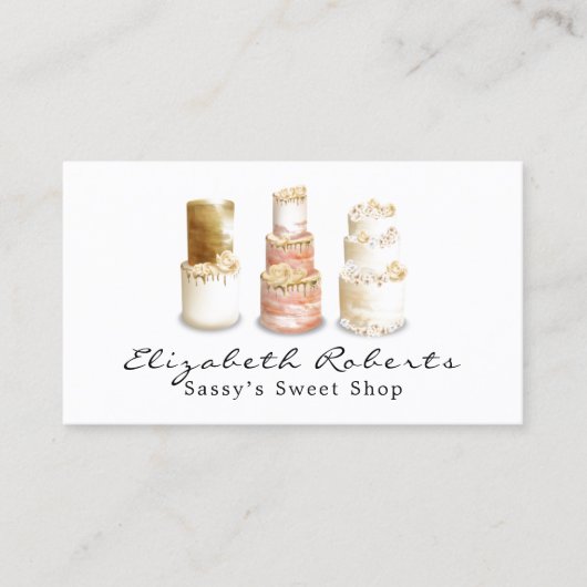 Bakery Wedding Cake Gold Visitekaartje (Voorkant)