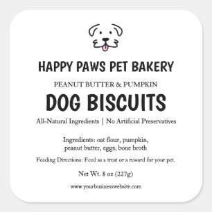 Bakerylabel voor honden lekkernijen van topkwalite vierkante sticker