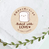 Bakeryproduct met liefde gebakken Kraft Kawaii Ronde Sticker