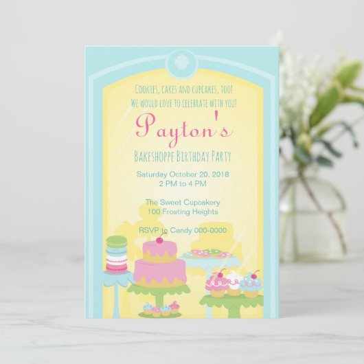 Bakeshoppe-uitnodiging Kaart (Staand voorkant)